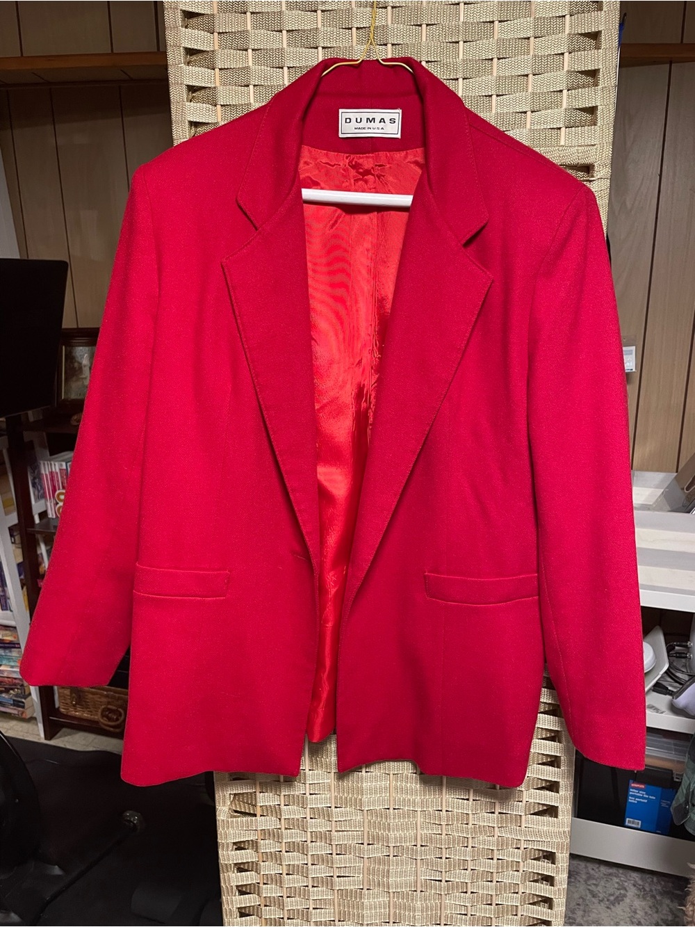 Pierre Dumas Bright Red Single Button Women's Wool Blazer